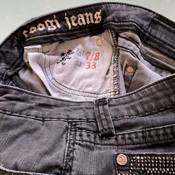 Coogi jeans 7/8 grey bided back pockets stretchy - Picture 11 of 12